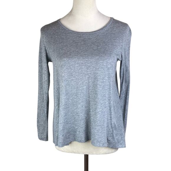 Demylee Heather Gray Long Sleeve Cropped Round Neckline Lightweight Casual Top - Picture 1 of 11